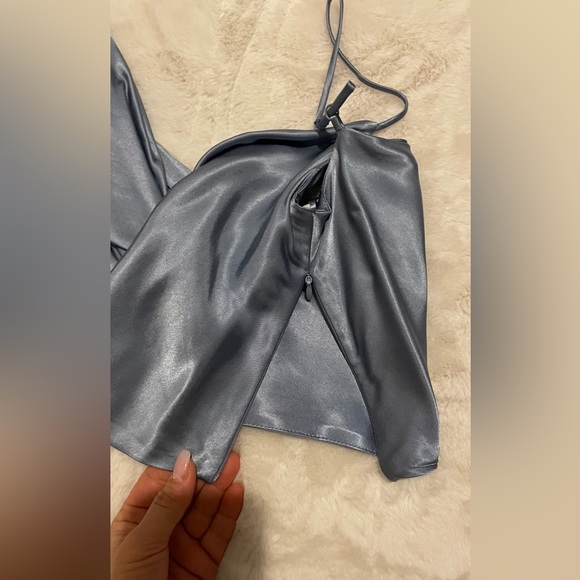 ZARA- Satin Effect Short Top Cowl Neck - Picture 2 of 5